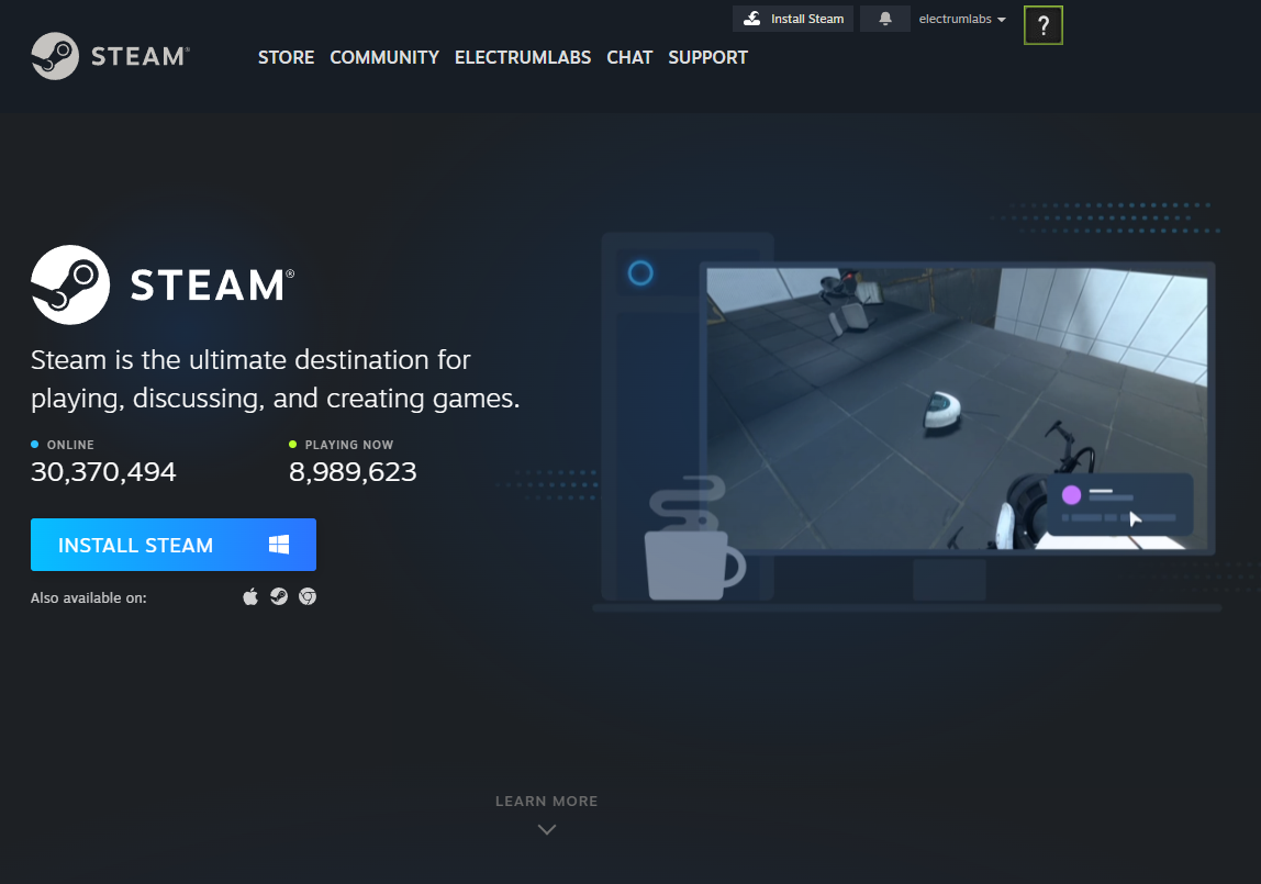Steam Download Page